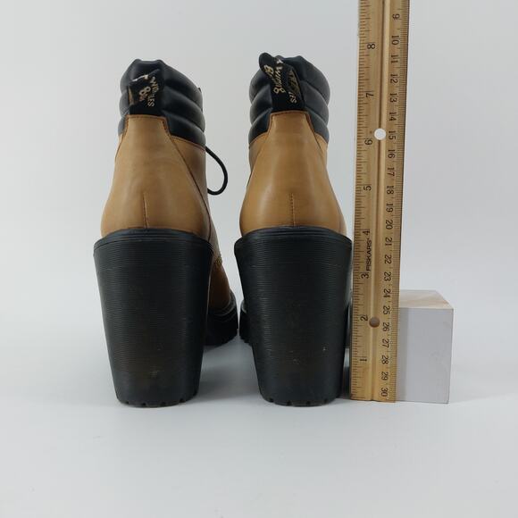 Dr. Martens Tan Persephone Sz 8 Eye Heeled Ankle Boots Women - Picture 6 of 12